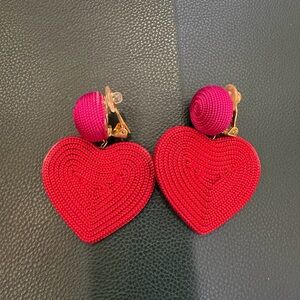 Rebecca de Ravenel heart dangle clip on earrings